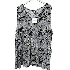 CROFT & BARROW Paisley Top Plus Size 3X Sleeveless Rayon V-Neck Blouse NWT